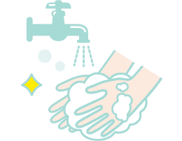 手洗いの励行、マスク着用、三密の回避等